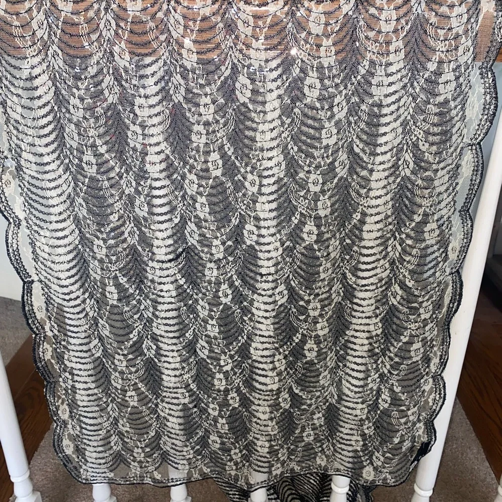 Cejon Black Sequin & Lace Evening Wrap